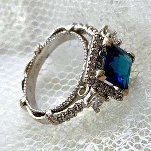 Verragio Parisian Halo Ring with 1.7 carat Sapphire- Size 5.5